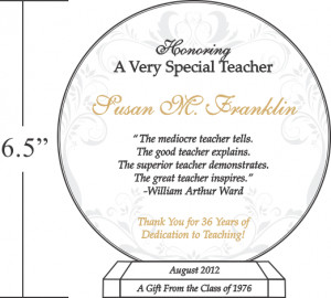wording for a appreciation plaque for educators