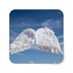 Drying angel's wings. square stickers