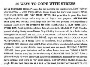 50 ways to cope with stress (author unknown)