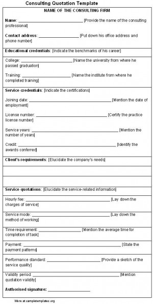 Sample Consulting Quotation Template