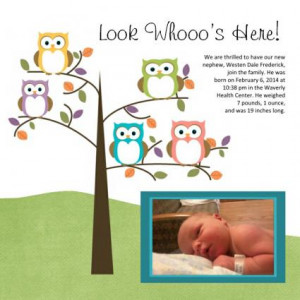 ... as a source of inspiration for a baby themed owl scrapbook layout