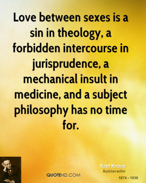 Love between sexes is a sin in theology, a forbidden intercourse in ...