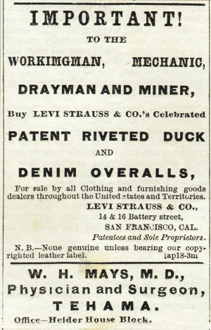 Levi Strauss Newspaper AD, 1874Levis Strauss, Levis Ads, Vintage ...