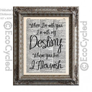 page love destiny flourish quote 2 on vintage upcycled dictionary art ...