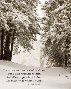 Winter Snow Landscape Robert Frost Quote Trees Woodlands Sepia Rustic ...