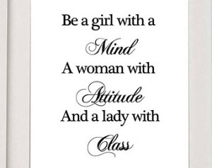 Lady with class female woman quote motivational wall art home decor ...