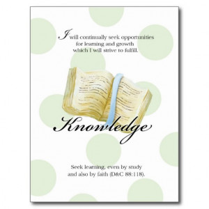 LDS YW Value Card - Knowledge Post Cards