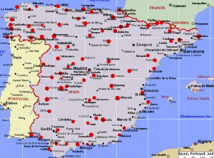 map of al the Paradores on mainland Spain)