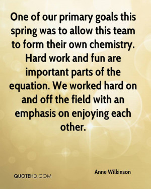 One of our primary goals this spring was to allow this team to form ...