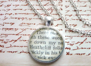 ... Heights Heathcliff Necklace, Novel, Jewelry, Recycled, Books, Pendant