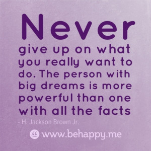 Never give up on what you really want to do. The person with big ...