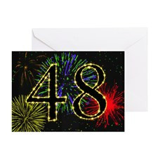 48th birthday with fireworks Greeting Card for