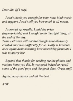 paid the price: A mock-up of the letter and it's full text. He sign ...