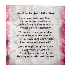Auntie poem - Pink Floral design Ceramic Tiles