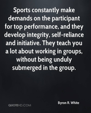 Sports constantly make demands on the participant for top performance ...