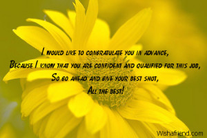 would like to congratulate you in advance,