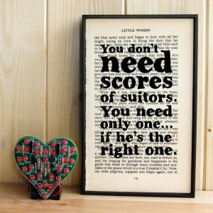 Little Women Romantic Quote Wedding Gift on Vintage Book Page Framed ...