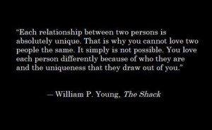 each relationship between two persons is absolutely unique, that is ...
