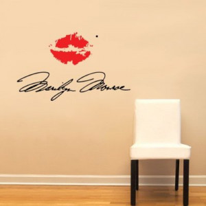 marilyn-monroe-signature-with-red-lips-large-wall-decal-sticker-home ...