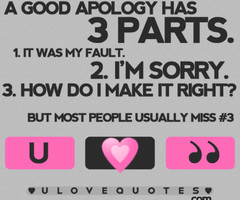 Good Apology Has 3 Parts - Apology Quote