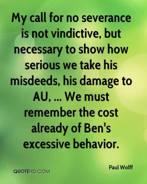 ... misdeeds, his damage to AU, ... We must remember the cost already of