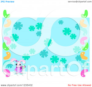 Easter Flower Border Clip Art Clipart of a pink easter bunny