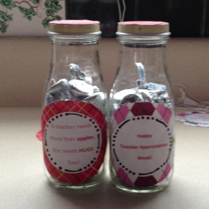- recycled Starbucks frappicino jars, 30 hershey kisses each, quote ...