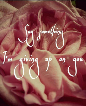 Say something I'm giving up on you