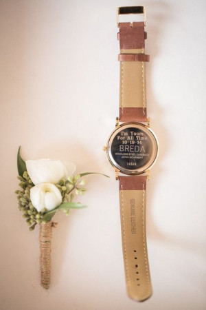 Back of watch engraving for grooms gift. Love this idea. Not ...