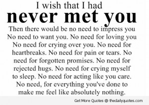 Wish That I Had Never Met You, Then There Would Be No Need To ...