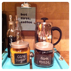 Coffee station and pumpkin spice syrup