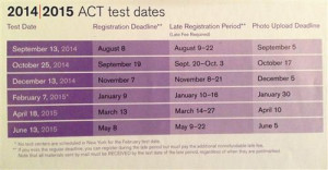 Act Test Dates 2014 2015