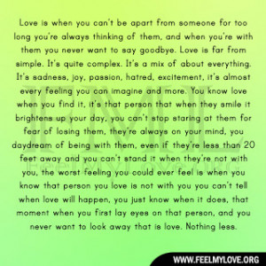 love is when you can t be apart from someone for too long you re ...