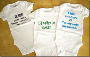 She also made this other onesie for the baby, and one for Luke to ...