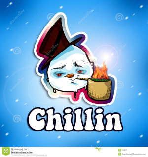 Urban hip hop Frosty Snowman smoking marijuanna from a corn cob pipe.