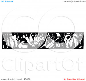 Clipart of a Retro Vintage Black and White Leaf Border - Royalty Free ...