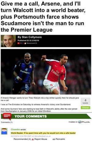 Collymore said that he could turn Theo Walcott into a 