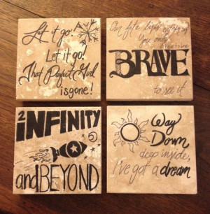 Disney Pixar Quotes Coasters | Hand Painted Pixar Studios Film Quotes