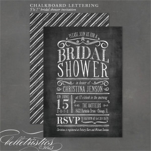Chalkboard Bridal Shower Invitation, vintage chalkboard lettering ...