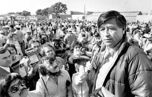 Cesar Chavez talks to striking Salinas Valley farm workers at a rally ...