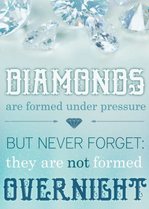 Diamonds are formed under pressure, but never forget they are not ...