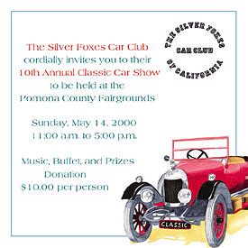 Classic car Birthday Party Invitations