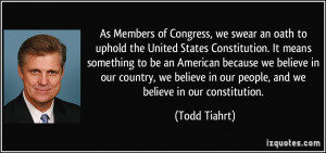 As Members of Congress, we swear an oath to uphold the United States ...