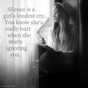 Silence is a girl's loudest cry quote girl sad hurt cry ignore silent