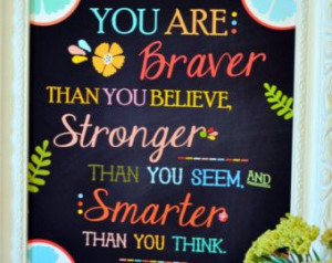 pooh quotes about bravery | 11x14 art- chalkboard art- winnie the pooh ...
