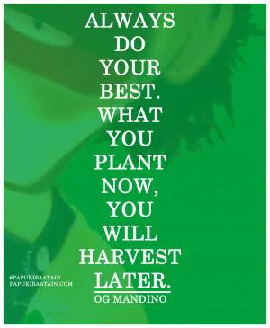 ... do your best. What you plant now, you will harvest later. Og Mandino