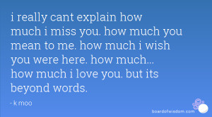 really cant explain how much i miss you. how much you mean to me ...