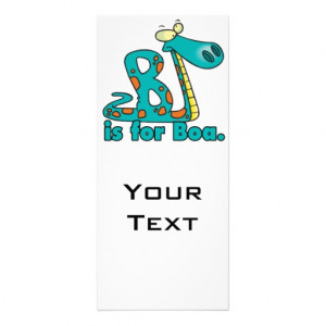 Is For Boa Constrictor Silly Snake Cartoon Customized Rack Card
