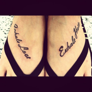 my latest tattoos. inhale love. exhale hate. #tattoo #quote