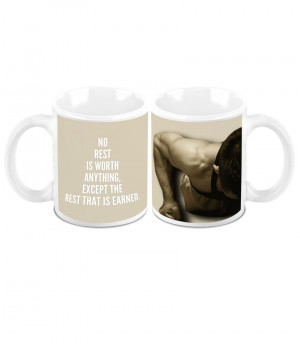 HomeSoGood A Rest Has To Be Earned Quote White Ceramic Coffee Mug ...
